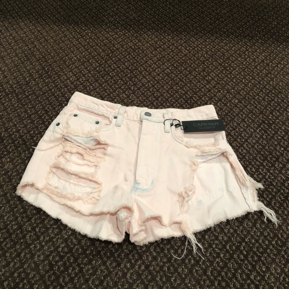 Distressed punk jean shorts